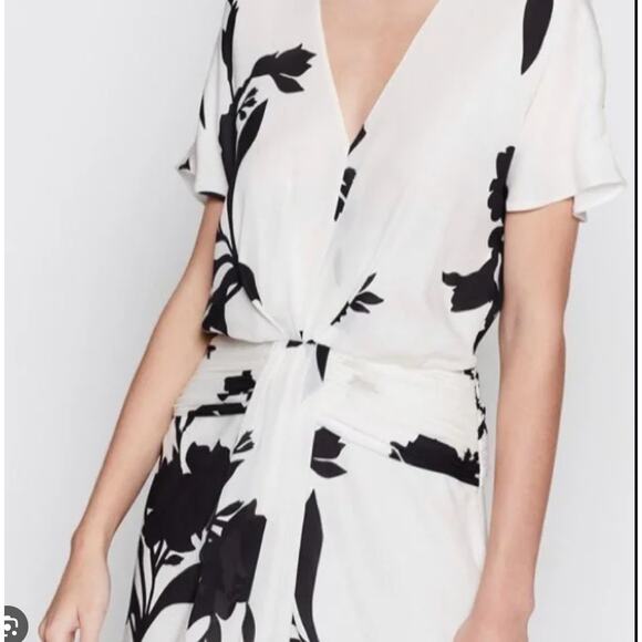 JOIE NWT Black & White Floral 100% Silk Ashleena Dress // 2 - Picture 9 of 10
